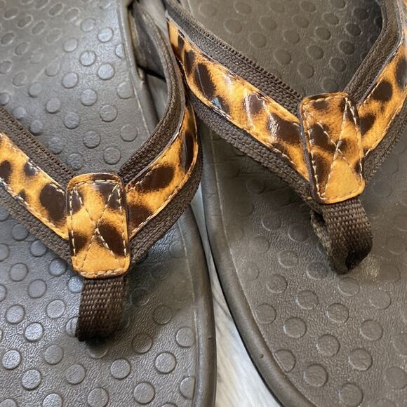 Vionic High Tide Flip Flop Sandal Wedge Leopard Print Sz 10 - Picture 5 of 11